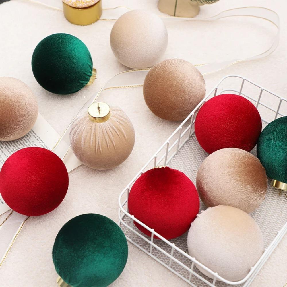 12pcs Plastic Christmas Flocking Balls Pendant Festival Christmas Tree Ornaments  Children Gifts