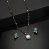Women's Mangalsutra Rose Gold Plated Square Zirconia Necklace Set with Mint Green Stones