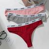 Women's Cotton Low-Rise Seamless Comfortable Thong Letter Printed Breathable Sports Briefs