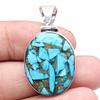 Кулон Голубая Медная Бирюза Драгоценный камень Подарок для нее Серебряные украшения 1,75"