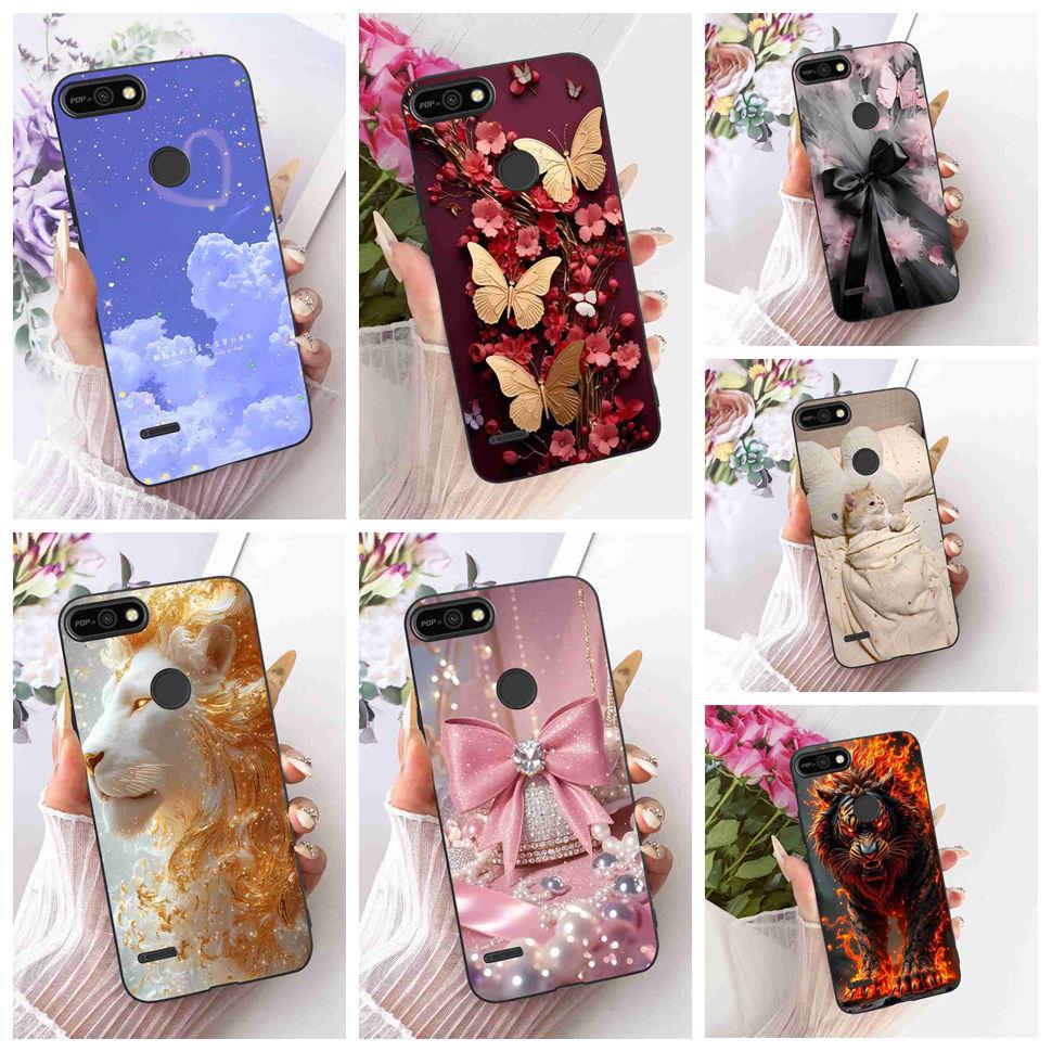 For Tecno Pop 2 F B1c Case Cartoon Lion Butterfly Silicone TPU Black Cover For Tecno Pop 2F POP 2F 5.45" Phone Cases Coque