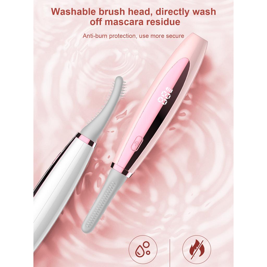 Electric Heated Eyelash Curler USB Rechargeable Eyelashes Curler with 3 Temperature Modes Natural
