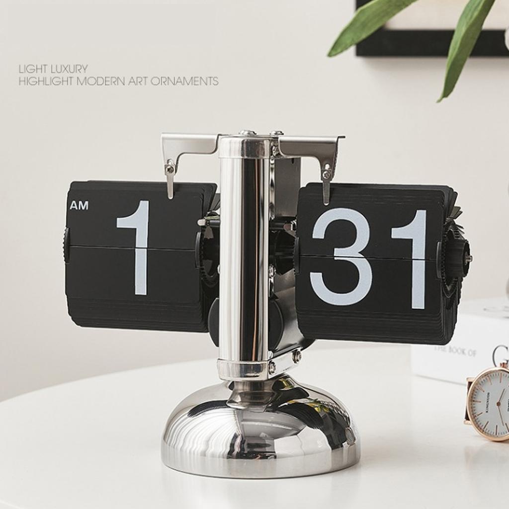 Clock Digital Down Clock Retro Minimalist Single Foot Mechanical Auto Clock Desk Clock for Home Livingroom Decor