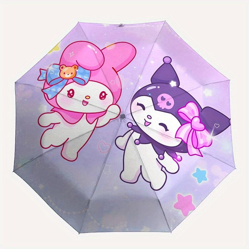 My Melody, Kuromi Automatic Open/Close Umbrella-Cute Umbrella with Cute Design, Portable 3-Fold Compact Umbrella for Men & Women, Halloween