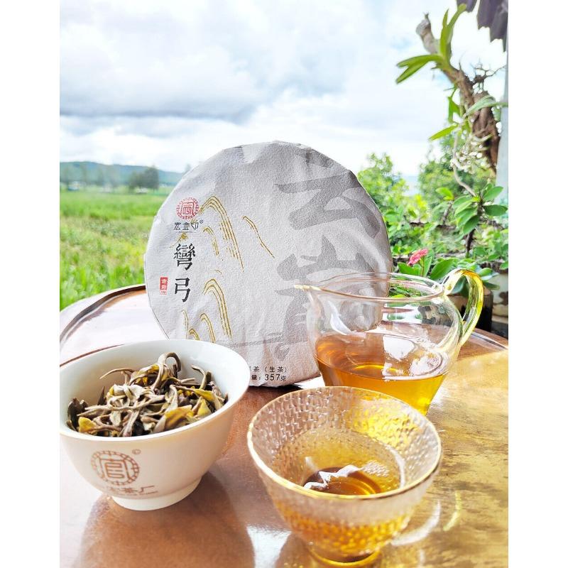 357 г Чай Иу Пуэр Сырой чай Чай с изогнутым бантом Чай из древнего дерева Чай Юньнань Семь пирожных