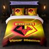Watford FC Custom Name Text Bedding Set 1 Duvet Cover+2 Pillowcases Soccer Logo Personalized Gift For Special Occasion Bedroom Decor