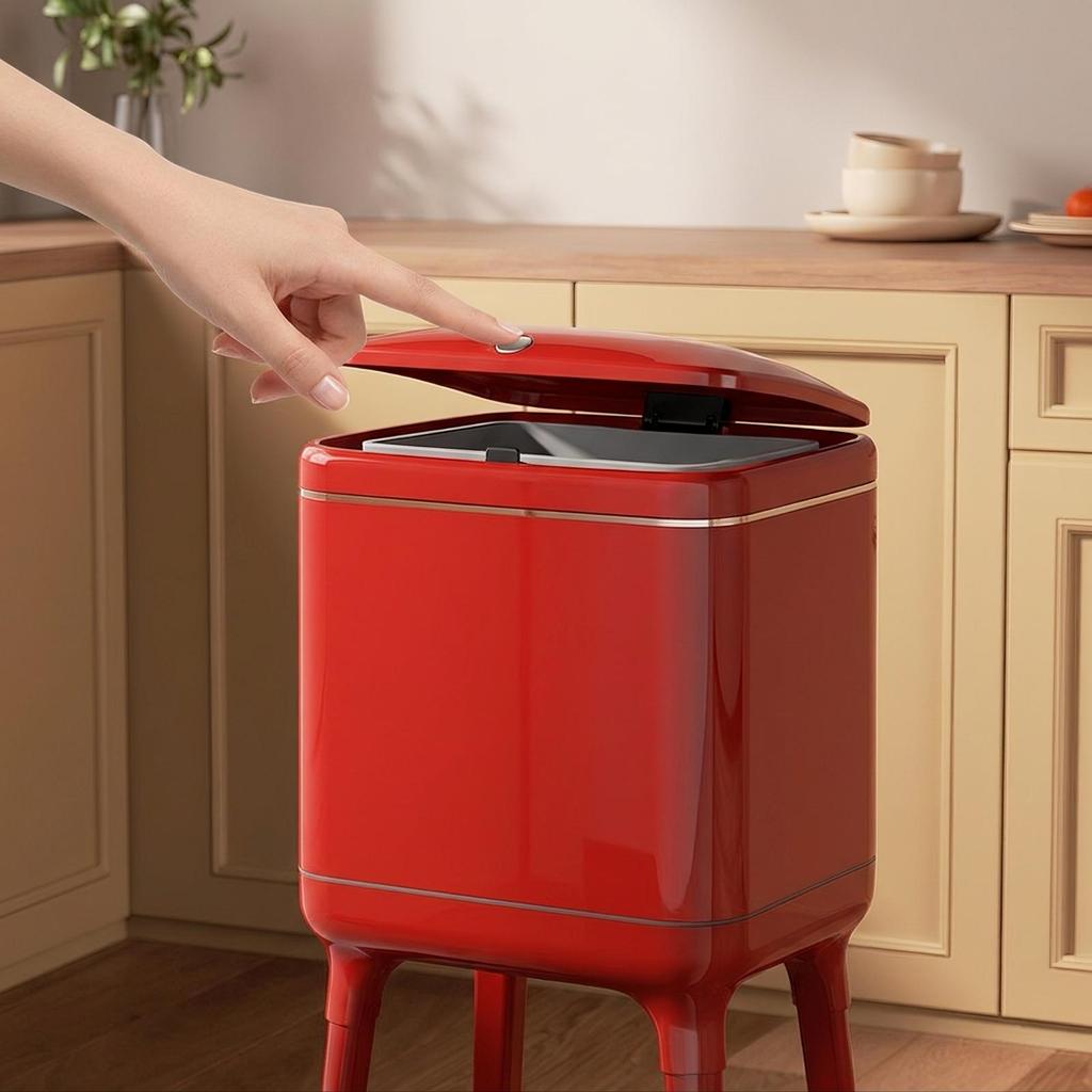 Trash Can with Legs and Wheels Slim Space-Saving for Kitchen