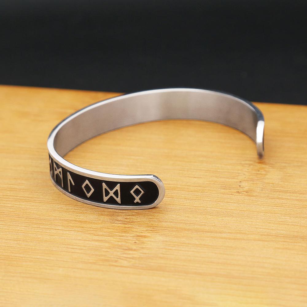 Винтажный браслет в скандинавском стиле с рунами викингов, простой, для мужчин и женщин, из нержавеющей стали 316L, браслет-манжета, амулет, ювелирное украшение, подарок.