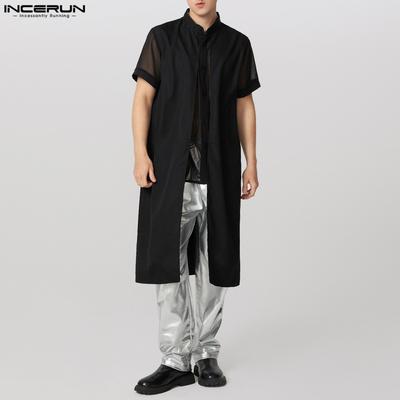 Мужские футболки с коротким рукавом, многослойные, пэчворк, сетчатые, прозрачные, асимметричные, повседневные
