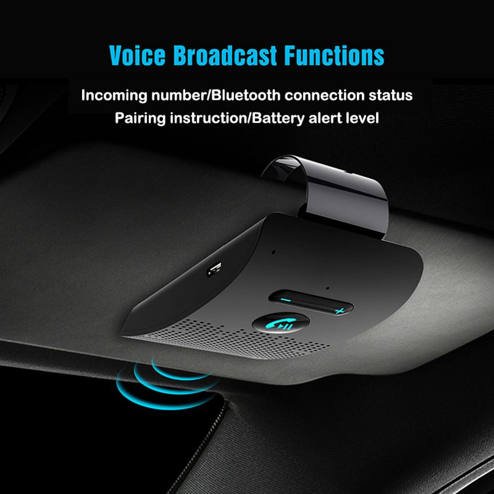 Автомобильный комплект громкой связи Bluetooth 4.2, зажим для солнцезащитного козырька, беспроводной аудиоприемник, громкая связь, музыкальный плеер, двойной микрофон