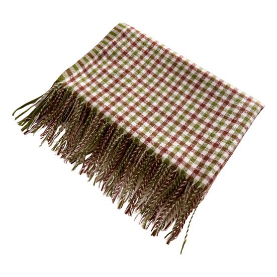 Women Scarf Plaid Print Knitting Shawl with Tassel Decoration Warm Scarf Versatile Comfortable Hair Accessory