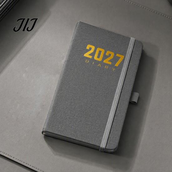 Personal Itinerary Planner 2027 Daily with PU Leather Cover, A6 Pocket Size Task Tracking Notebook Agenda, Portable Pen Holder for Efficient
