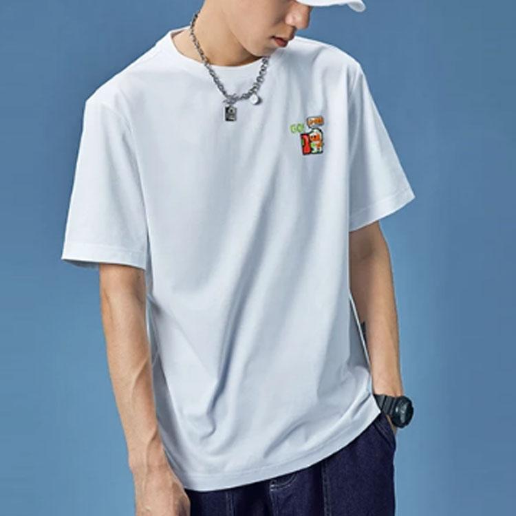 Li Ning Sports Fashion Series Cartoon Pixel Print Short Sleeve T-Shirt Unisex Tops White AHSRB36-4