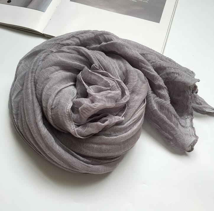 60x230cm New Arrival Soft Solid Color Women 100% Linen Scarf Summer Travel Sunscreen Long Shawl Elegant Hijab Women Foulard