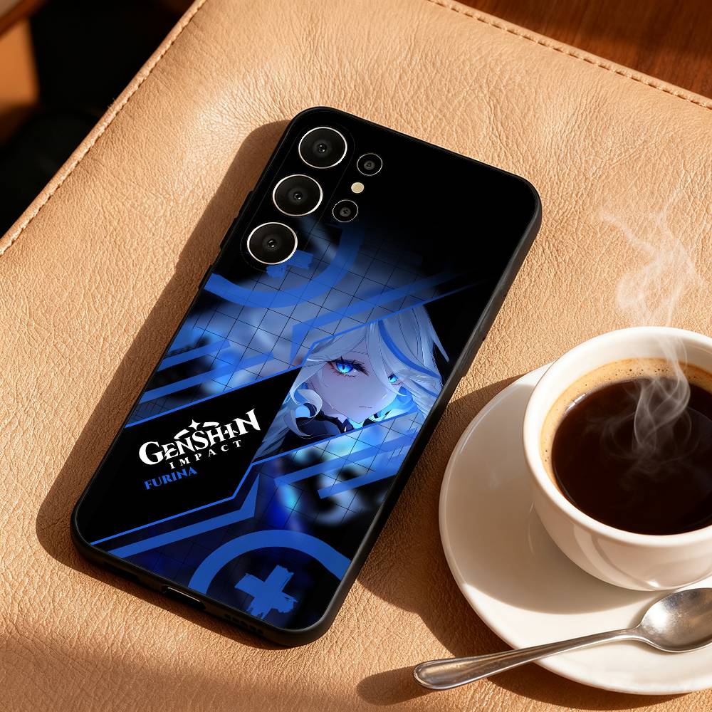 Чехол для телефона Genshin Impact Fennina для Samsung S26,S25,24,23,22,30,21,10,9,Ultra,Plus,Lite,Черный Мягкий Чехол