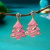 Fashion Shiny Zircon Christmas Tree Earrings for Women Xmas Colorful Bulb Tree Bell Drop Earrings New Year Party Jewelry Gifts