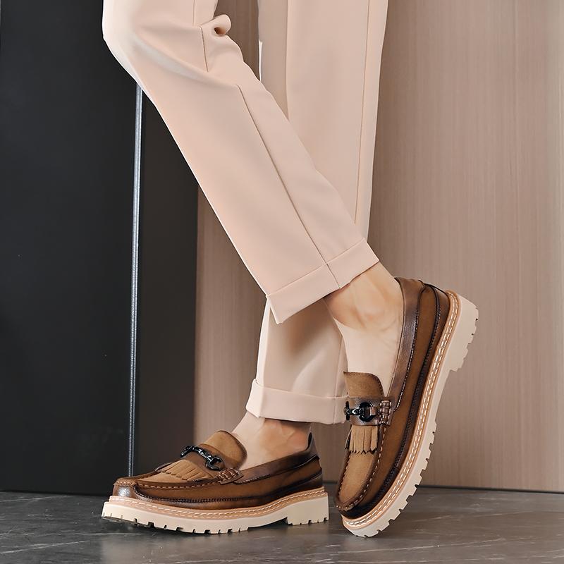 Мужские деловые кожаные туфли, повседневные туфли без застежек, лоферы