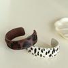 Креативный браслет-манжета с леопардовым принтом, прошитый, открытый браслет С-образной формы, унисекс