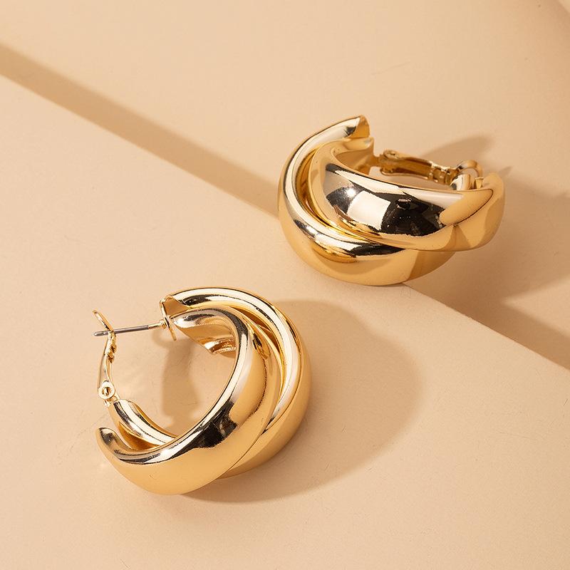 Exaggerated Round Earrings Women Retro Earrings
