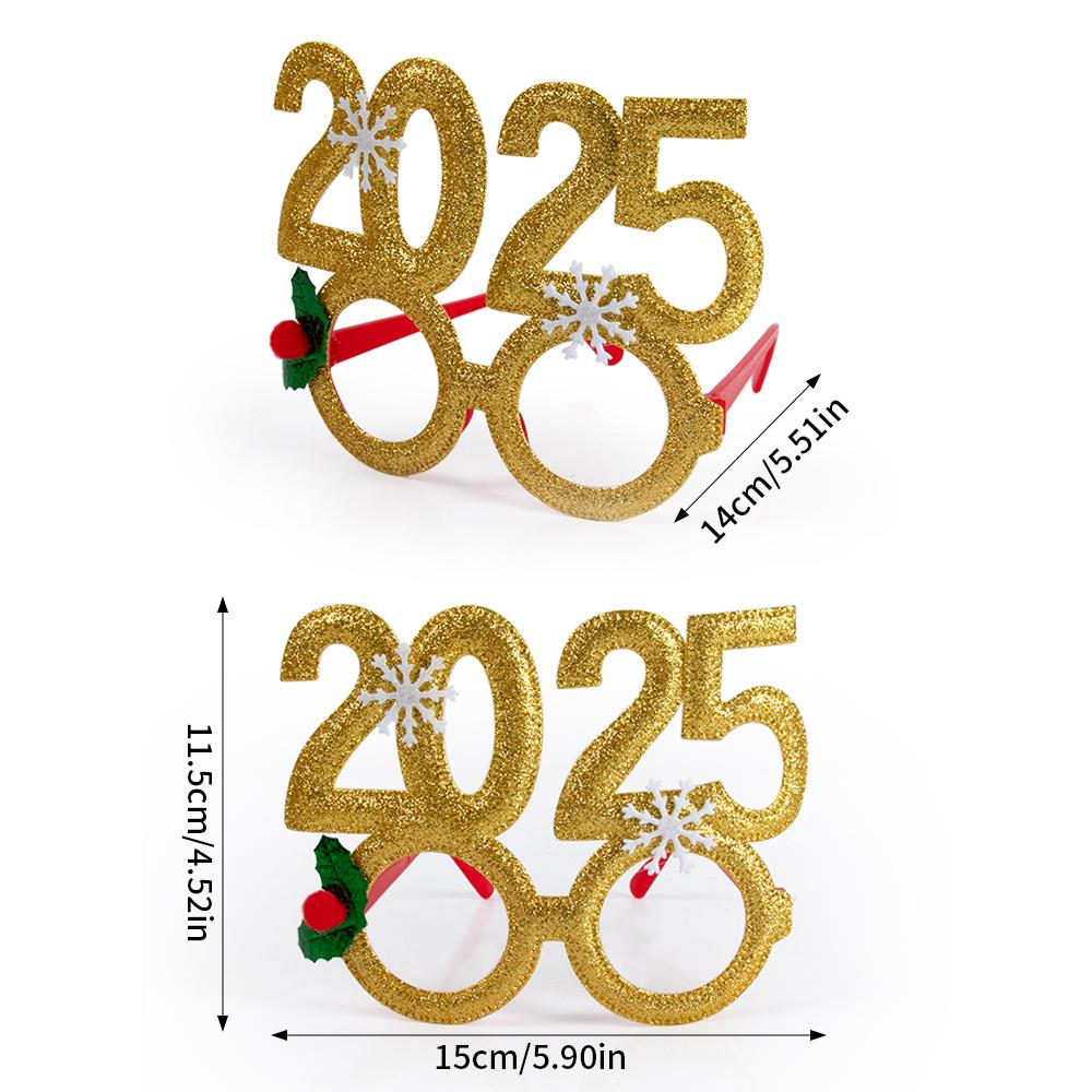 Блестящие очки с цифрами 2025 года, золотые, красные, зеленые, серебряные, очки для рождественской вечеринки, рождественские очки, очки для празднования Нового года, реквизит для фотосъемки