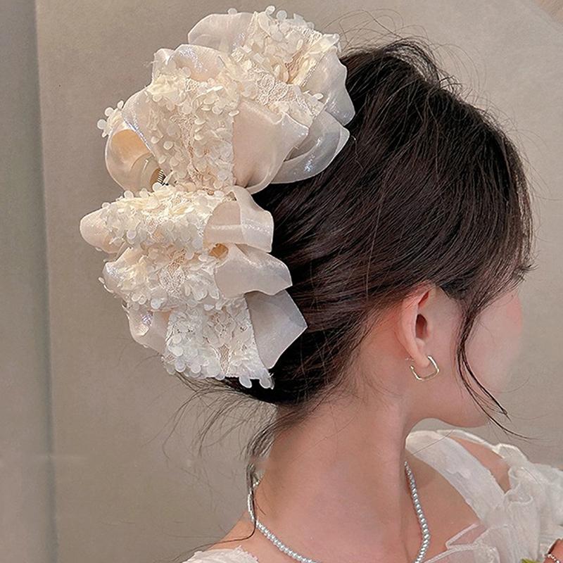Elegance Temperament Large Claw Clip Multilayer Bow Hair Clips Ponytail Hairpin Women Hair Accessories