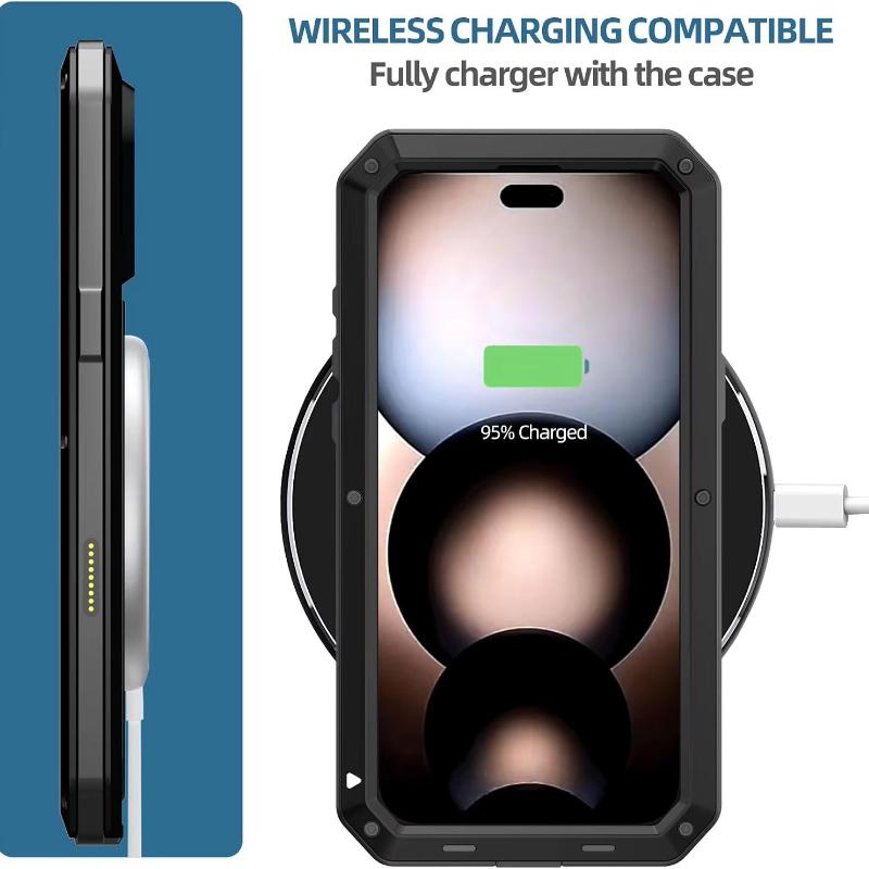 360 Aluminum Alloy Full Body Phone Case for IPhone 18 17Pro Max Silicone Built-in Screen Protector Heavy Duty Shockproof Cover