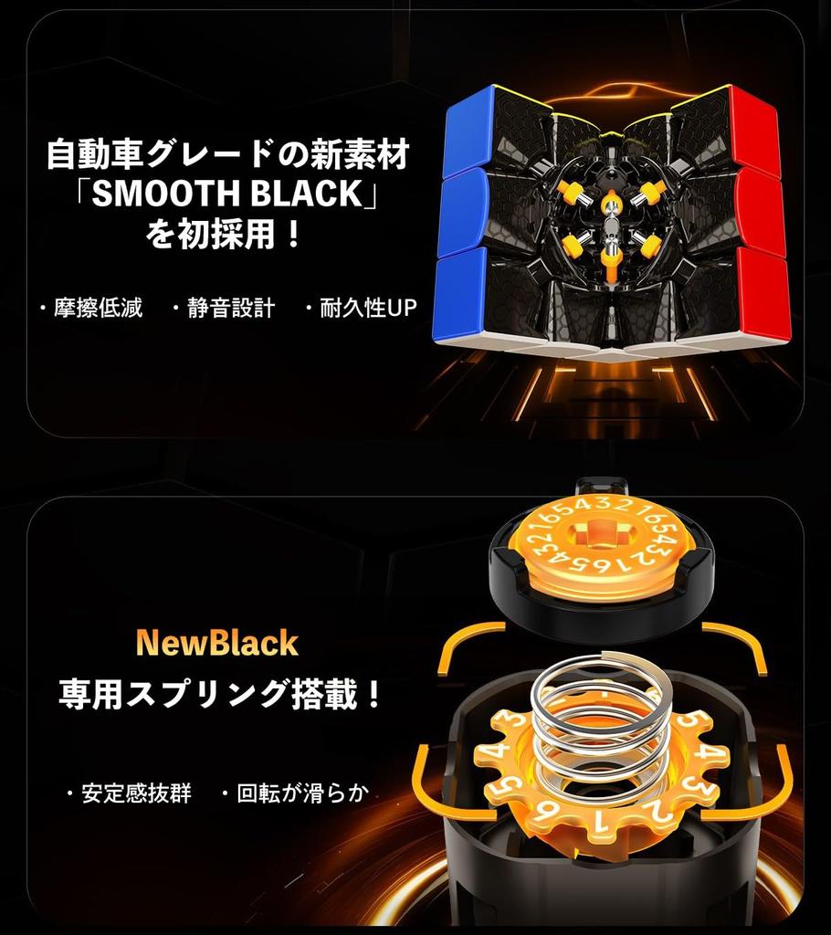 GAN15 NewBlack UV Coated 3x3 Cube Japanese Adjustment Instructions Japanese Solution Instructions Stand Stickerless [Includes & 6-Side & & Cloth]
