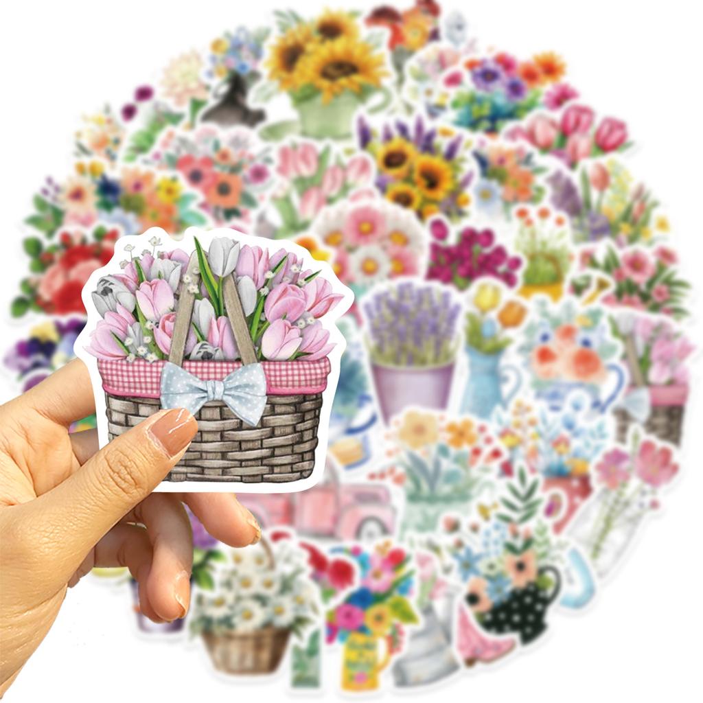 50 INS Flowers Graffiti Stickers Decorate Guitar Laptop Suitcase DIY Waterproof Stickers