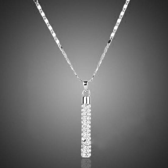 1 комплект женщин ожерелье серьги цилиндрический стержень стразы блестящий комплект ювелирных изделий для банкета