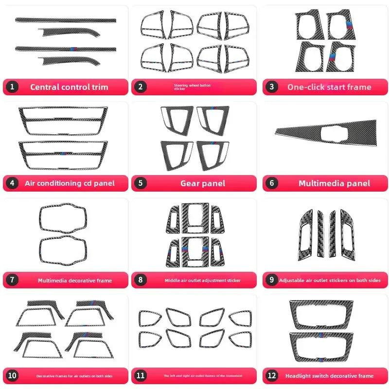 Suitable for BMW 3 Series F30 F34 Carbon Fiber Central Control Gear Panel Decorative Sticker Car Interior Modification