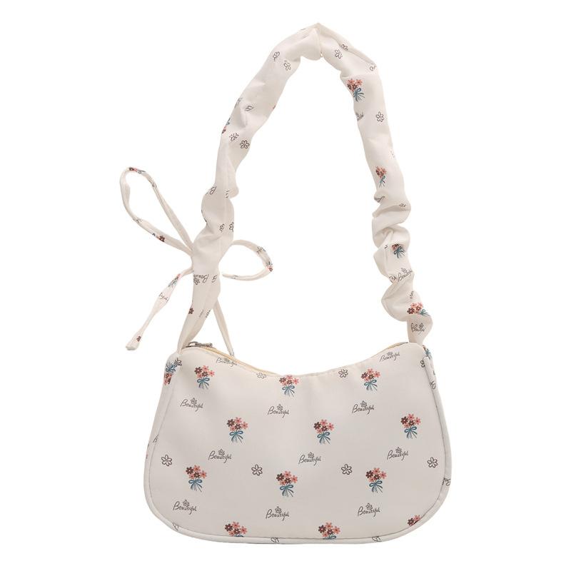 Премиальная плиссированная сумка для рук, модная сумка через плечо с цветочным принтом, женская новая маленькая свежая модная универсальная сумка подмышкой