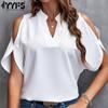 Women's Fashion Casual Summer Spring Solid Color Print Short Sleeve V-Neck Blouses & Shirts