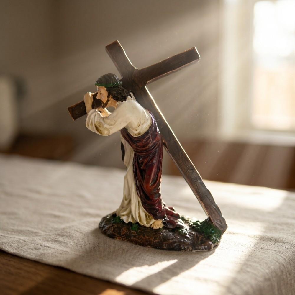 4.33x1.97x4.72in Cross Sculpture Resin Table Ornament Automotive Interior Decoration