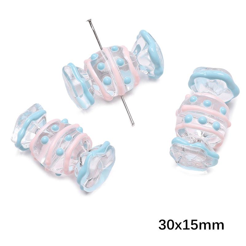 Handmade Beads Acrylic Double-sided Hand-painted Round Beads Graffiti Handmade Beads Diy Weaving Cell Phone Chain String Loose Beads Material