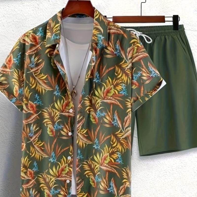 Новейший мужской костюм с принтом в стиле пэчворк, шорты с короткими рукавами и лацканами, спортивный пляжный костюм S-3XL
