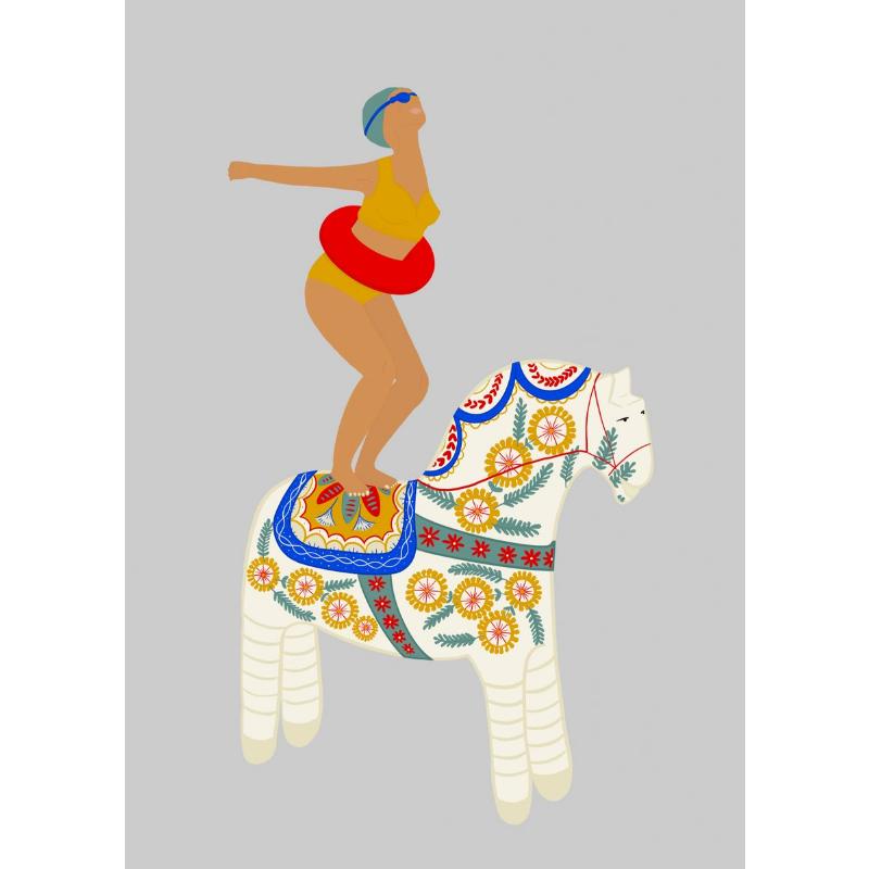 Абстрактное искусство Женщина Настроение Диван Джунгли Пижама Плакат Картина на холсте Смешная повседневная жизнь Настенная картина Гостиная Домашнее украшение