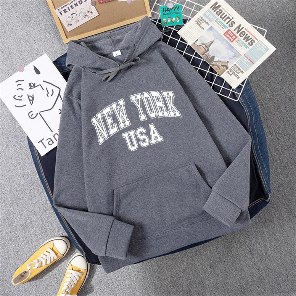NEW YORK USA Женская толстовка с капюшоном уличная повседневная свободная толстовка осенняя флисовая с капюшоном хип-хоп O-образным вырезом женская одежда