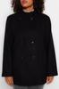 Women's Style Plus Size Black Double Closure Stand Collar Coat