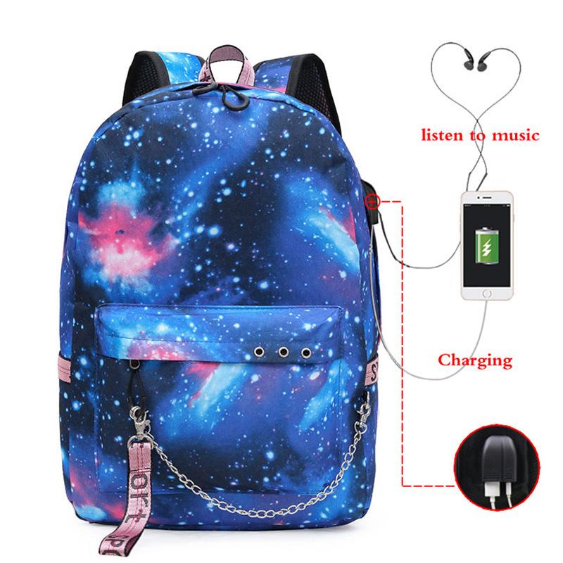 Blank Backpack USB Chain Webbing Bag Casual Student Schoolbag Heat Transfer Solid Color Backpack Support Making