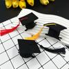 Graduation Hat Hair Clip Felt Fabric Doctor Hat Shape Mini Cap with Tassel Hair Pin Kindergarten College Party Accessory