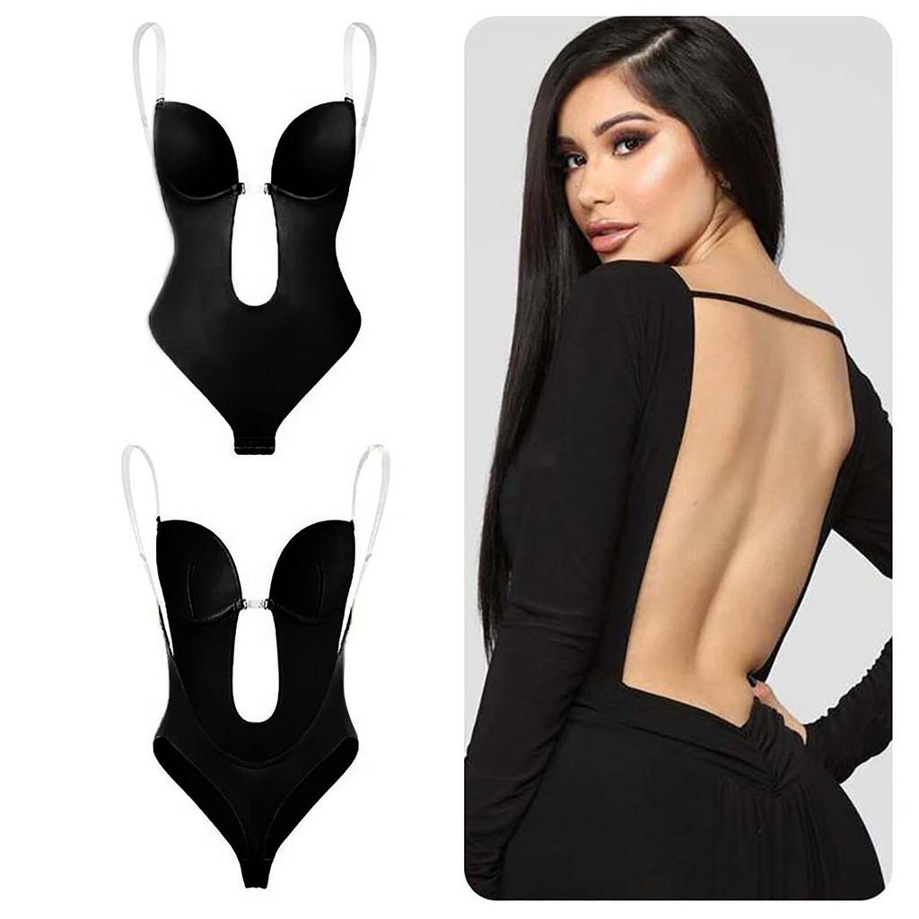 Tummy Control Shapewear for Women Plunge Backless Body Shaper Built-in Bra Camis Deep V-Neck Sexy Thong Bodysuit Party Club Wedding Dress Outfits