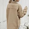Осень-зима Женская куртка однобортная на пуговицах утолщенный кардиган свободный с длинными рукавами отложной воротник нагрудные карманы верхняя одежда