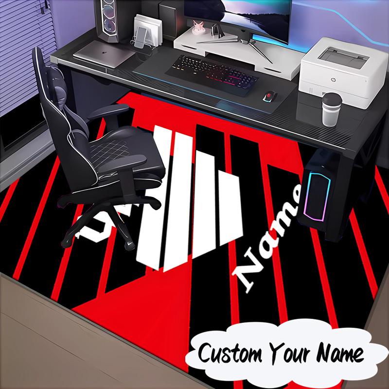 Custom Name Cap Logo Design Rug for Living Room, Game Rooms, Office, Bedroom, Floor Mat Playful Design, fan gifts Christmas decor