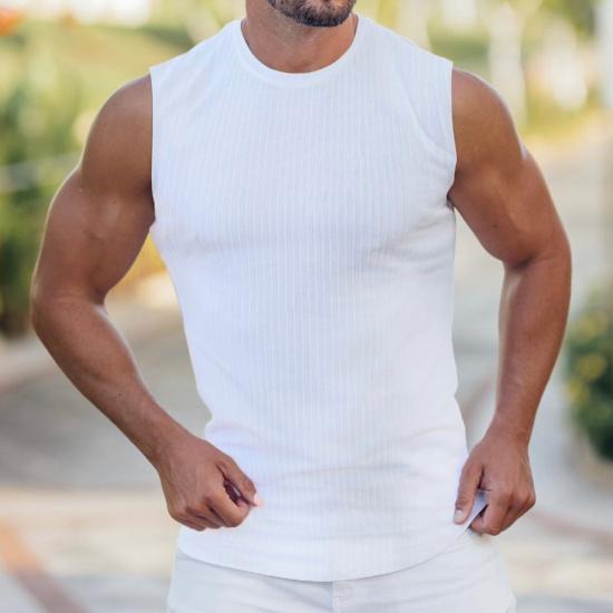 Летняя вязаная майка-борцовка в вертикальную полоску для фитнеса для мужчин Майка-борцовка в вертикальную полоску для мужчин