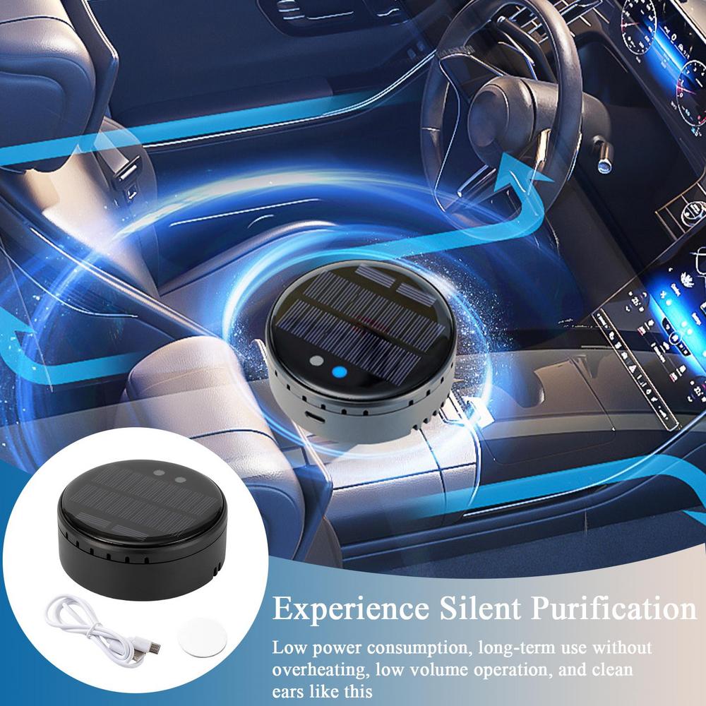 Solar Air Purifier Car Deodorizer Odor Eliminator Pads Smart USB Auto Air Freshener Silent Purification Remove PM2.5/TVOC