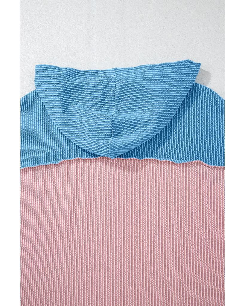 Azura Exchange Блузка свободного кроя с капюшоном в стиле пэчворк с цветными блоками