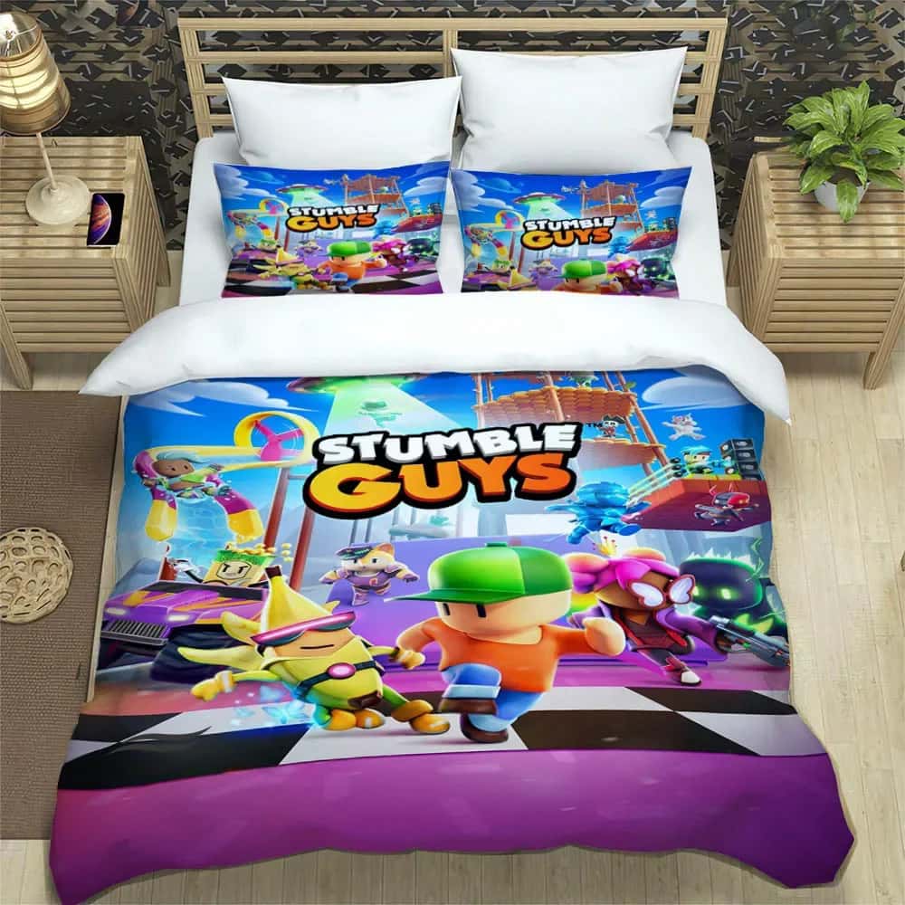 3D Игра Мультяшные Stumble-guys Комплекты Постельного Белья Изысканный Набор Постельных Принадлежностей Пододеяльник Комплект Одеяла Роскошный Подарок на День Рождения Домашний Текстиль