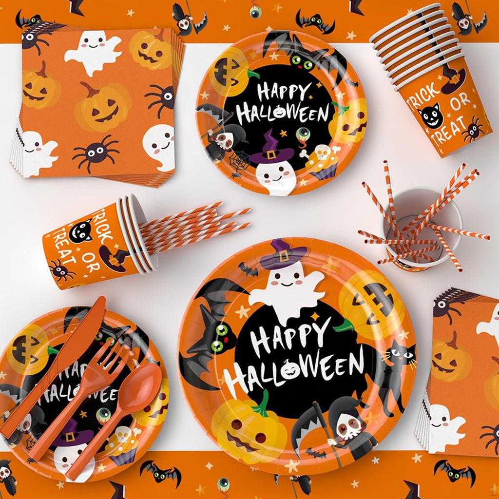 Хэллоуин одноразовая посуда декор для вечеринки на тематический карнавал праздник оранжевый