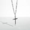 FANCIME Men's Cross Necklace, 925 Sterling Silver, Cross Pendant, 316L Stainless Steel (Surgical Stainless Steel) Chain, 60cm, Black, Amulet,