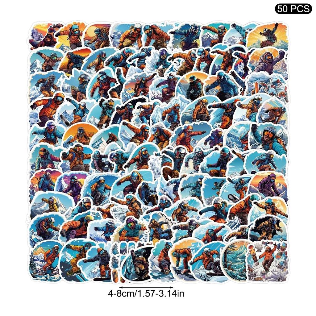 50Pcs Waterproof Skiing Stickers PVC Decals for Phone Laptop Skateboard Decoration